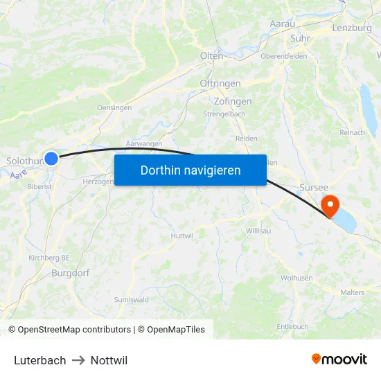 Luterbach to Nottwil map