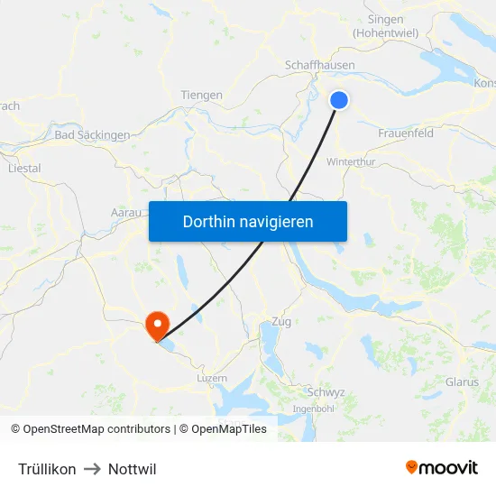 Trüllikon to Nottwil map