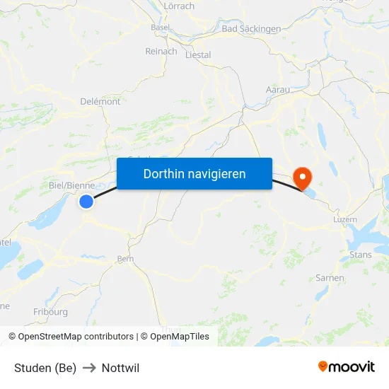 Studen (Be) to Nottwil map