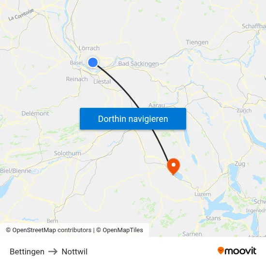 Bettingen to Nottwil map
