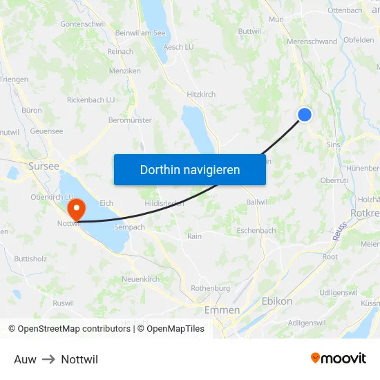 Auw to Nottwil map