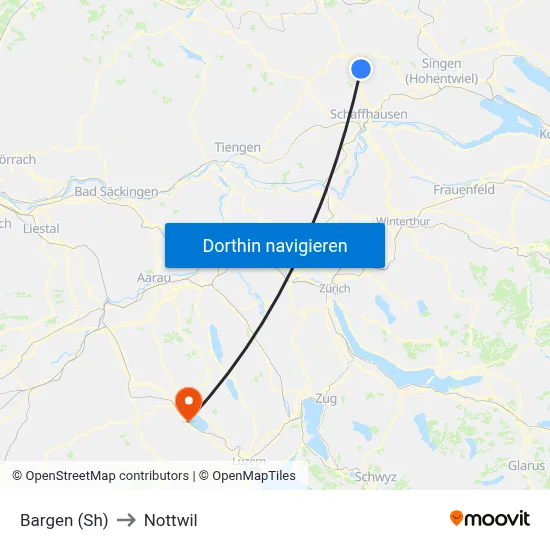 Bargen (Sh) to Nottwil map