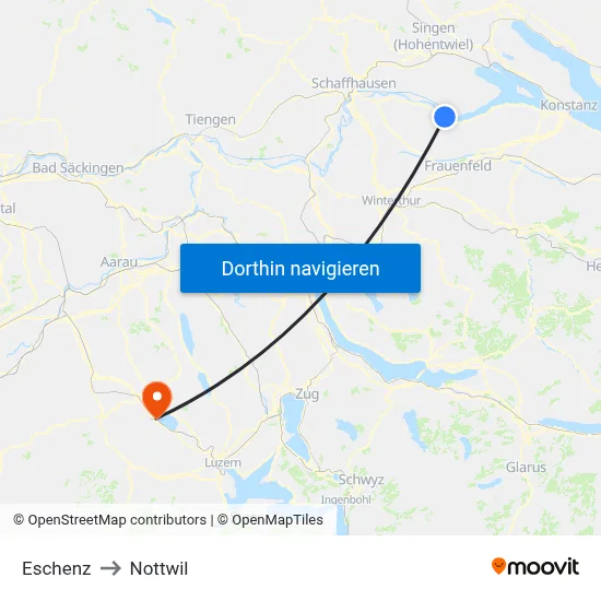 Eschenz to Nottwil map