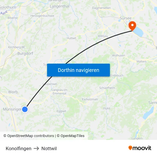 Konolfingen to Nottwil map