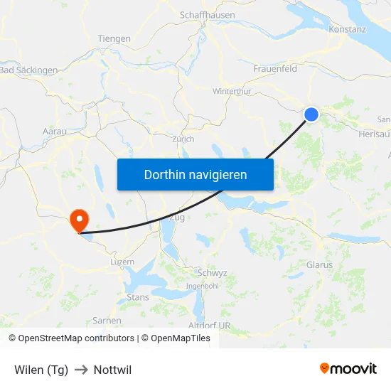 Wilen (Tg) to Nottwil map