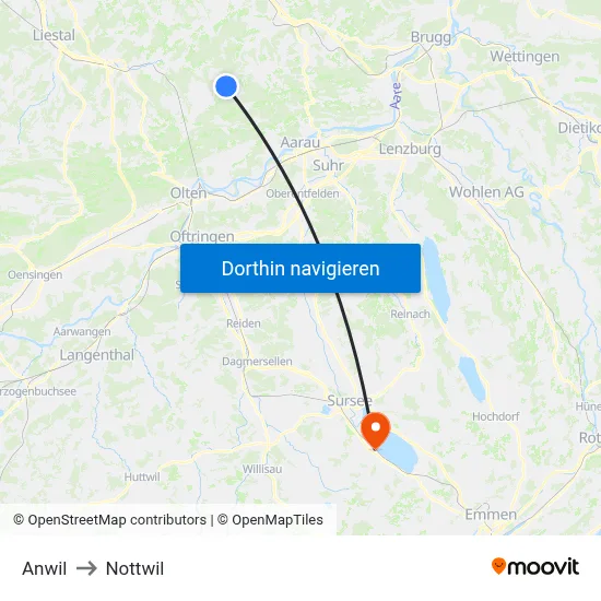 Anwil to Nottwil map