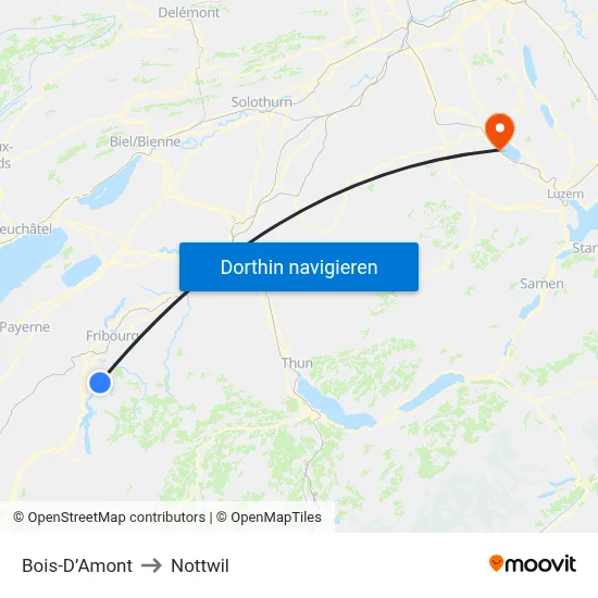 Bois-D’Amont to Nottwil map