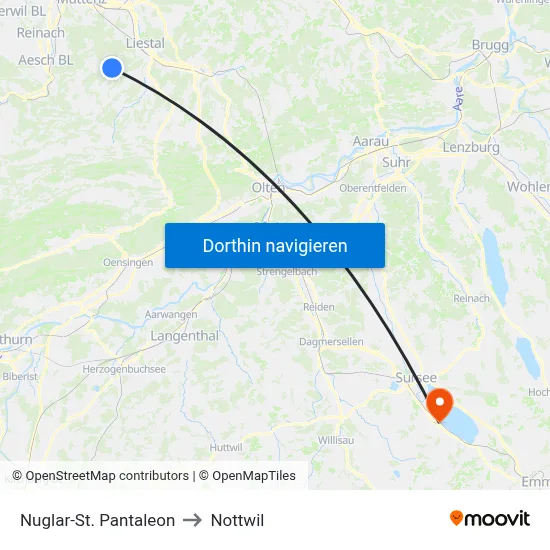 Nuglar-St. Pantaleon to Nottwil map