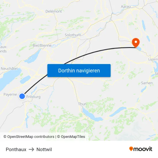 Ponthaux to Nottwil map