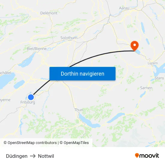 Düdingen to Nottwil map