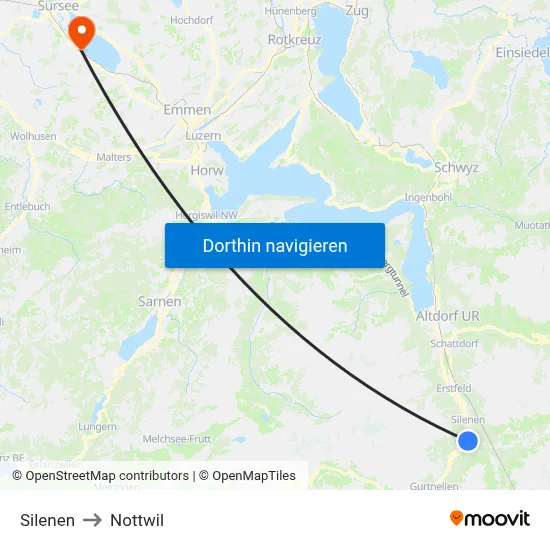 Silenen to Nottwil map