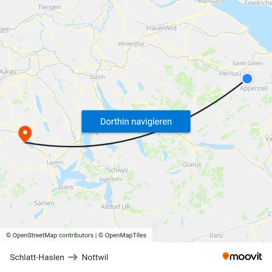 Schlatt-Haslen to Nottwil map