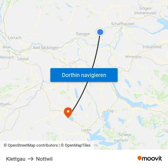 Klettgau to Nottwil map