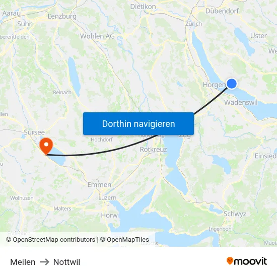 Meilen to Nottwil map