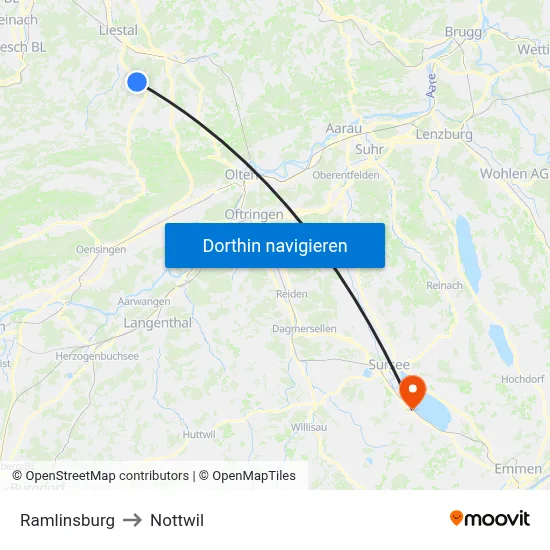Ramlinsburg to Nottwil map