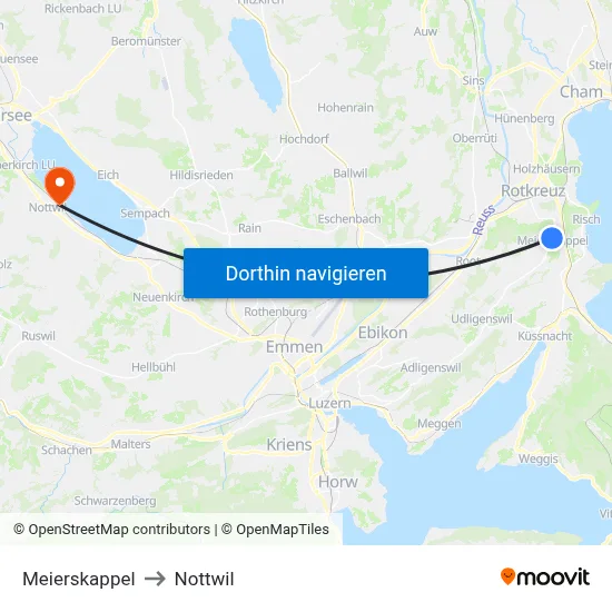 Meierskappel to Nottwil map