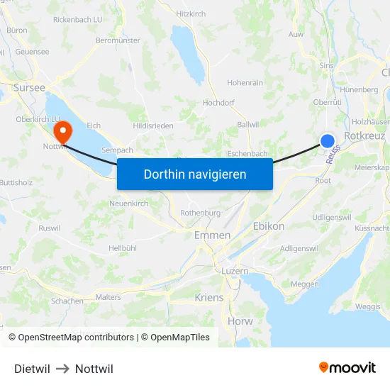 Dietwil to Nottwil map
