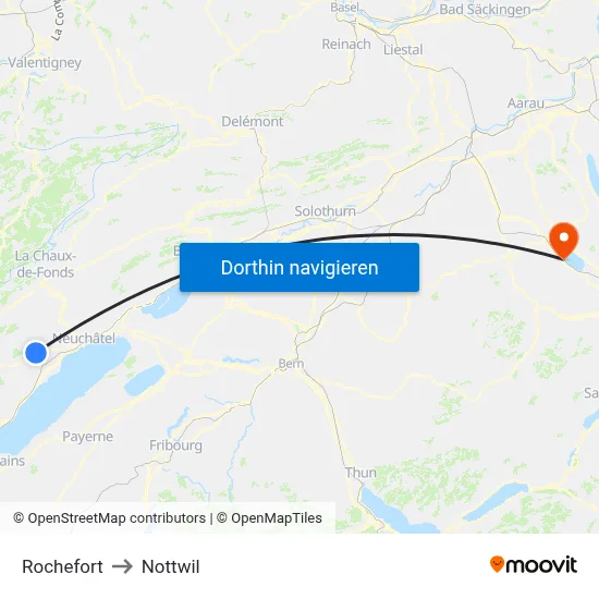 Rochefort to Nottwil map
