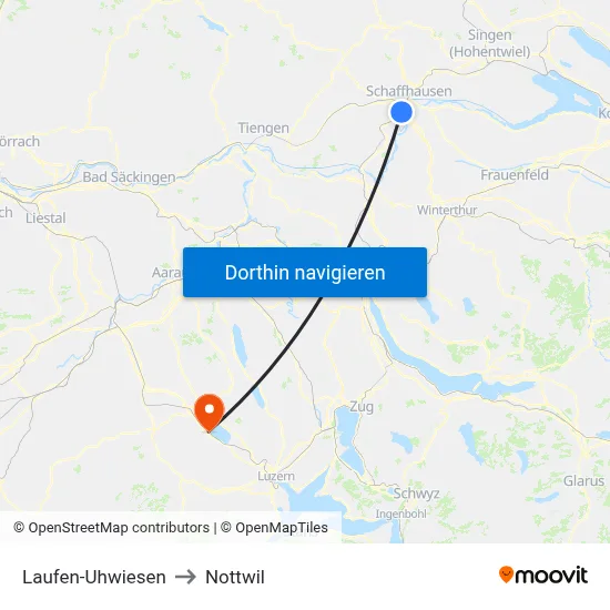 Laufen-Uhwiesen to Nottwil map