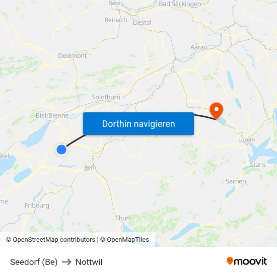 Seedorf (Be) to Nottwil map