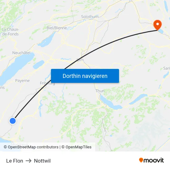 Le Flon to Nottwil map