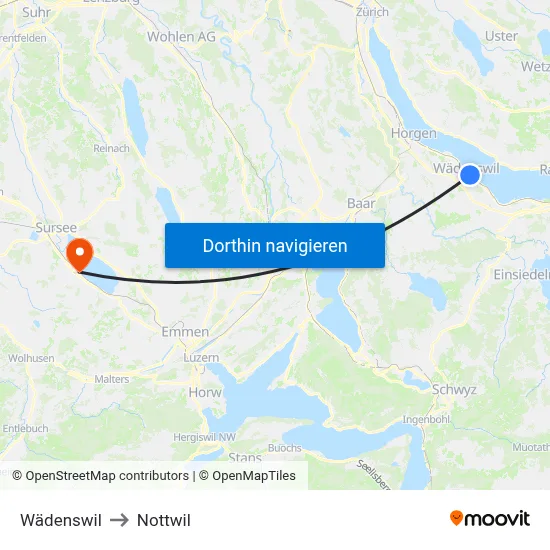 Wädenswil to Nottwil map