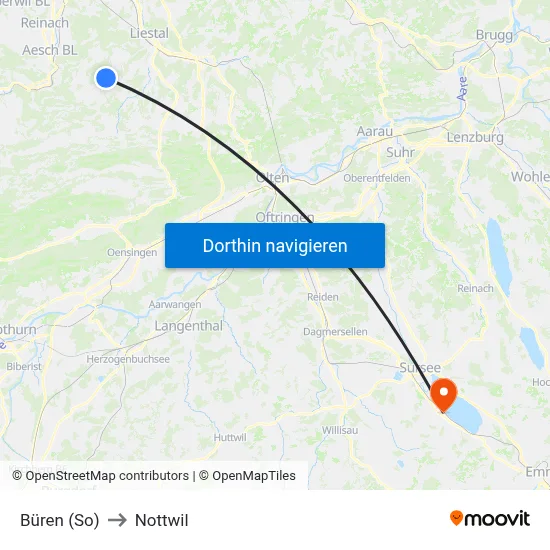 Büren (So) to Nottwil map