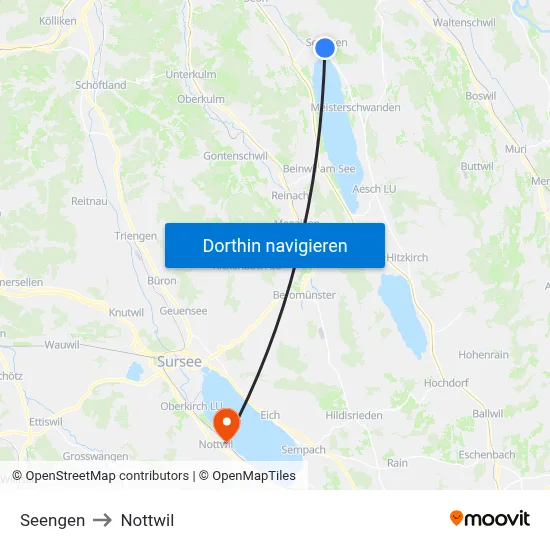 Seengen to Nottwil map