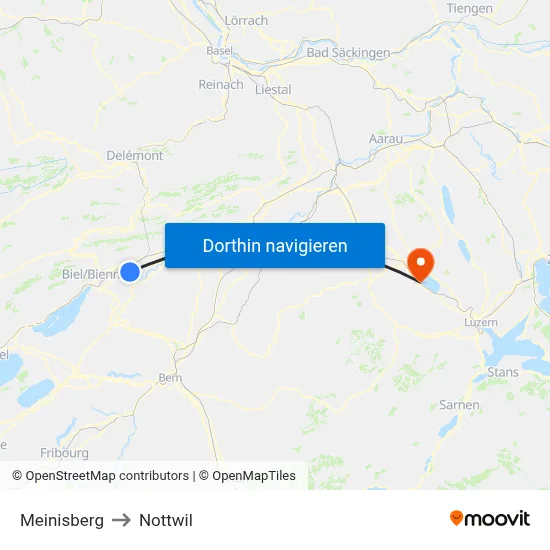 Meinisberg to Nottwil map