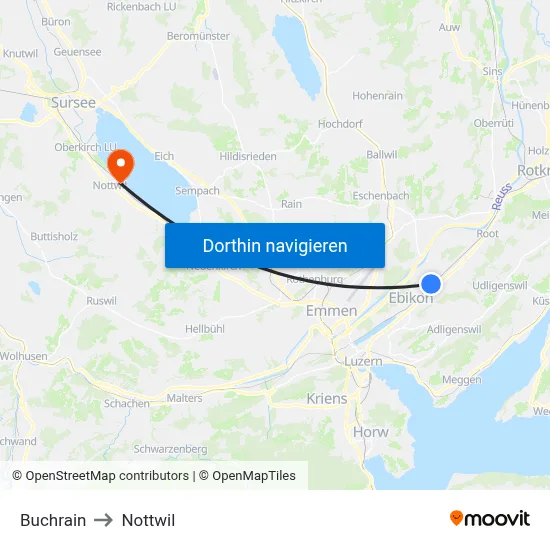 Buchrain to Nottwil map