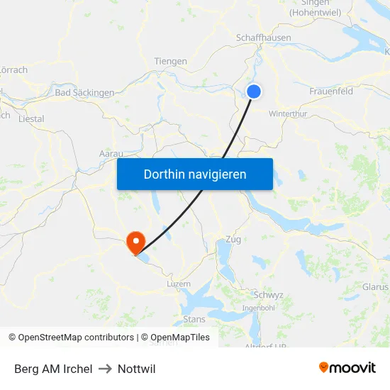 Berg AM Irchel to Nottwil map