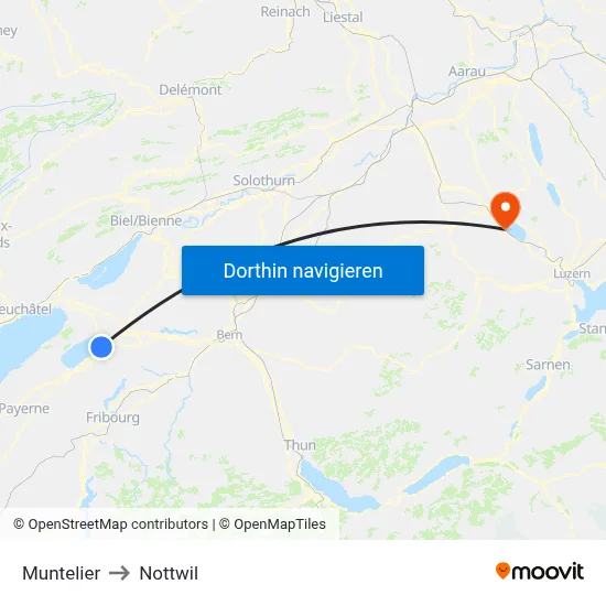 Muntelier to Nottwil map