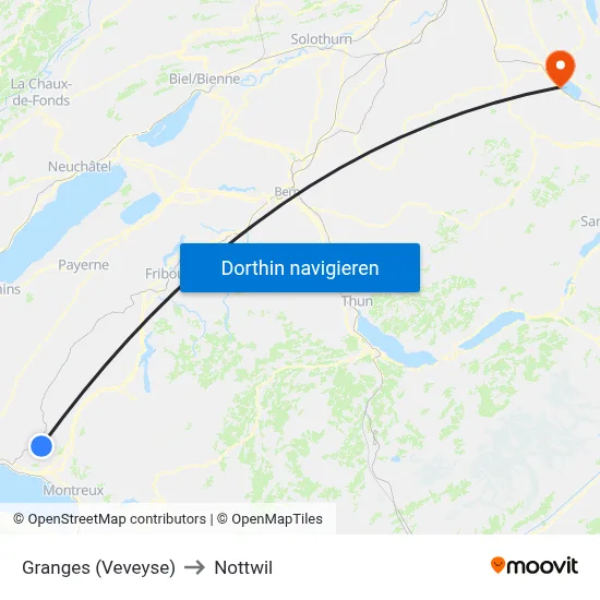 Granges (Veveyse) to Nottwil map