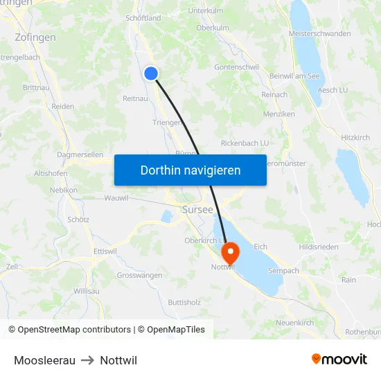 Moosleerau to Nottwil map