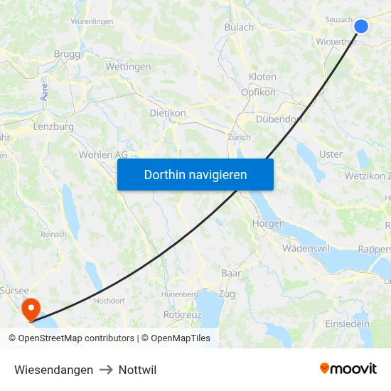 Wiesendangen to Nottwil map
