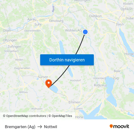 Bremgarten (Ag) to Nottwil map