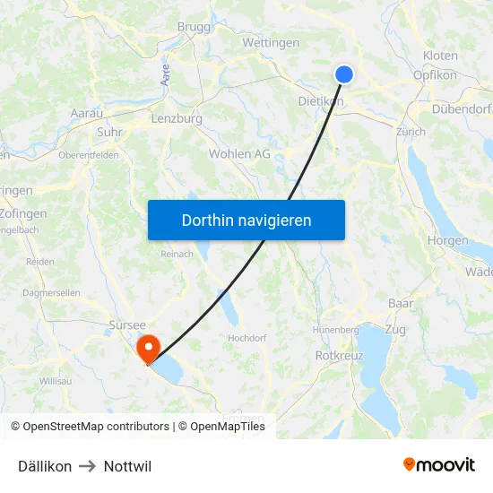 Dällikon to Nottwil map