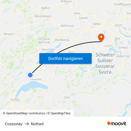 Cossonay to Nottwil map