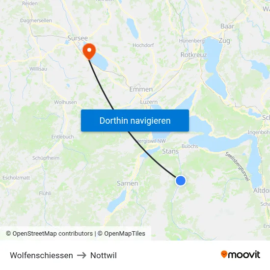 Wolfenschiessen to Nottwil map