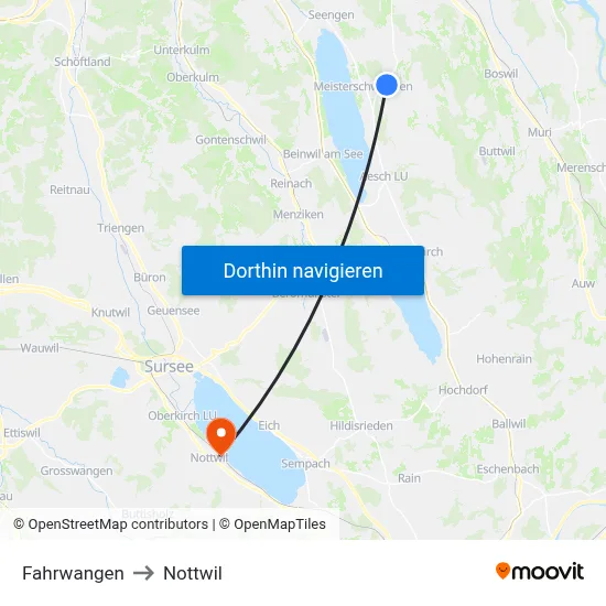 Fahrwangen to Nottwil map
