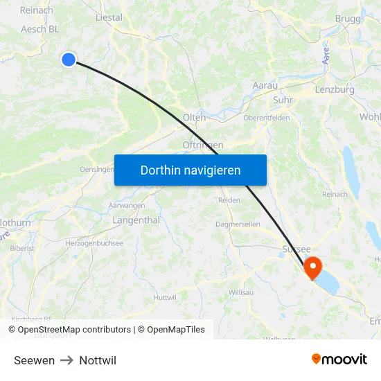 Seewen to Nottwil map