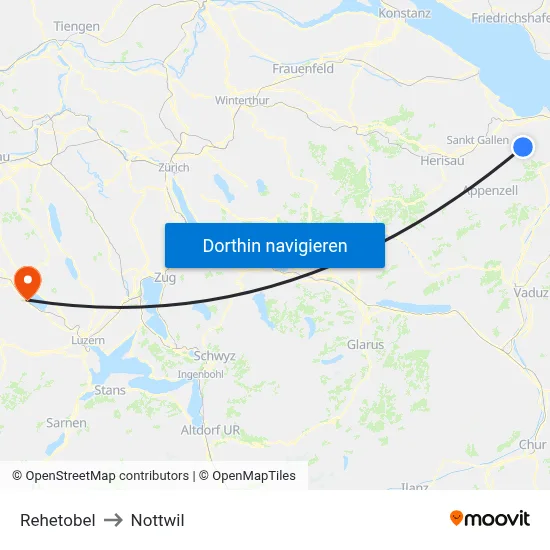 Rehetobel to Nottwil map