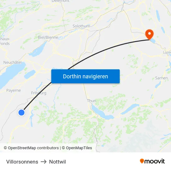 Villorsonnens to Nottwil map