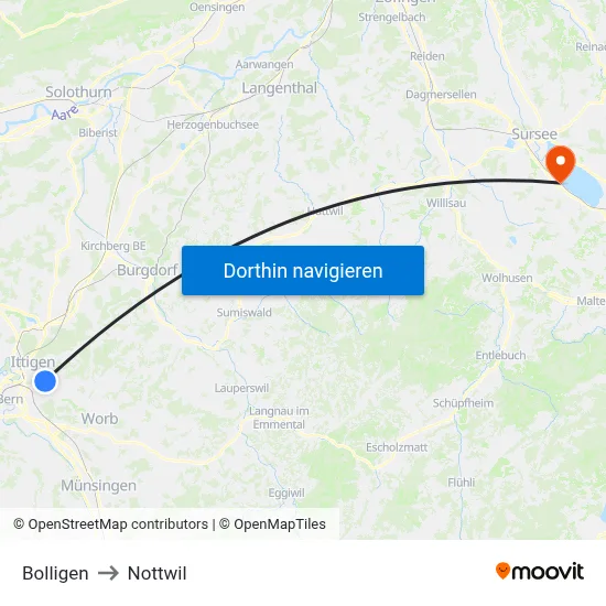 Bolligen to Nottwil map