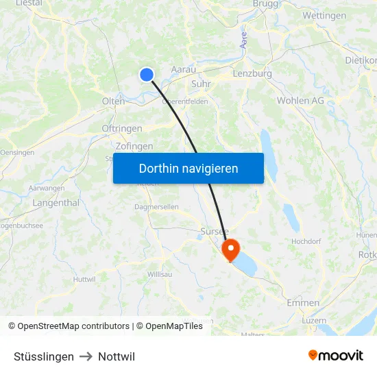 Stüsslingen to Nottwil map