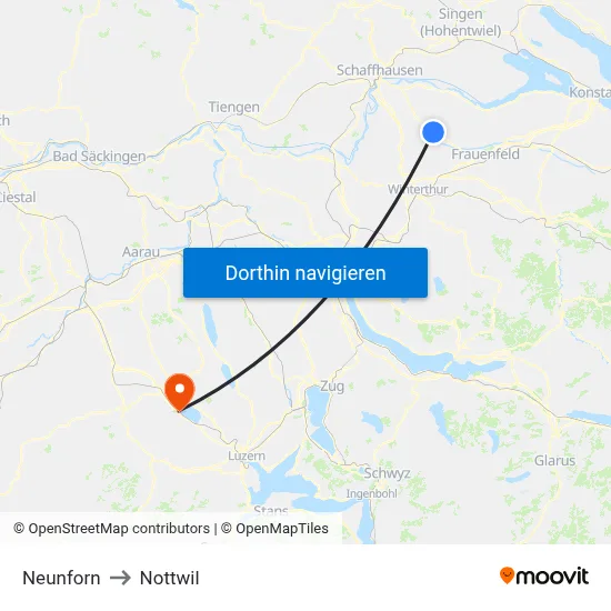Neunforn to Nottwil map