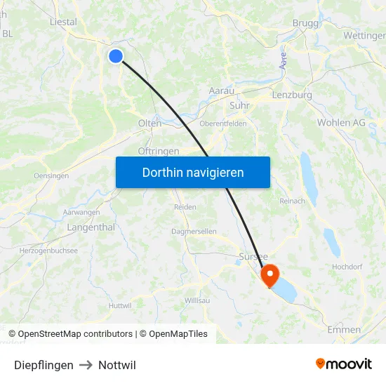Diepflingen to Nottwil map