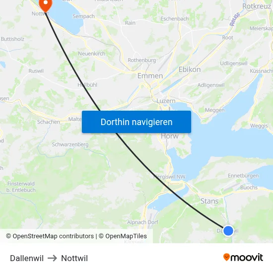 Dallenwil to Nottwil map