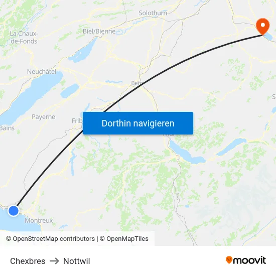 Chexbres to Nottwil map