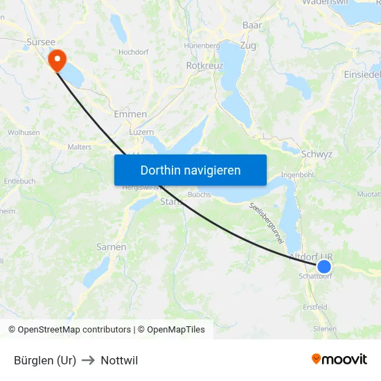 Bürglen (Ur) to Nottwil map